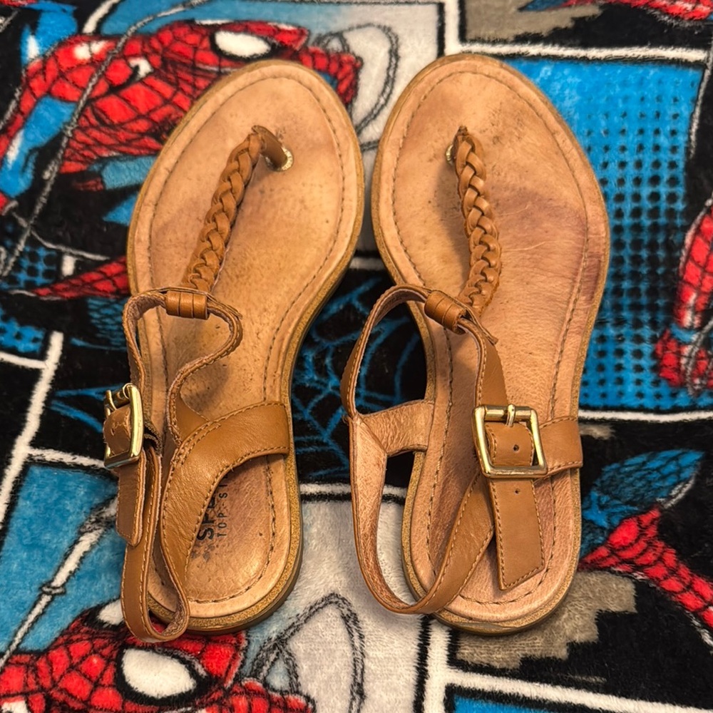 Brown Braided Leather Sandals